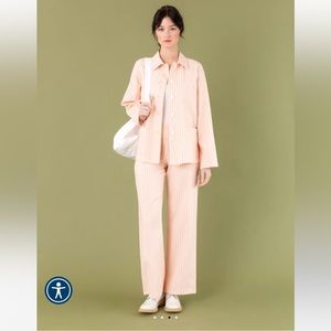 Agnes B. Pink striped jean jacket